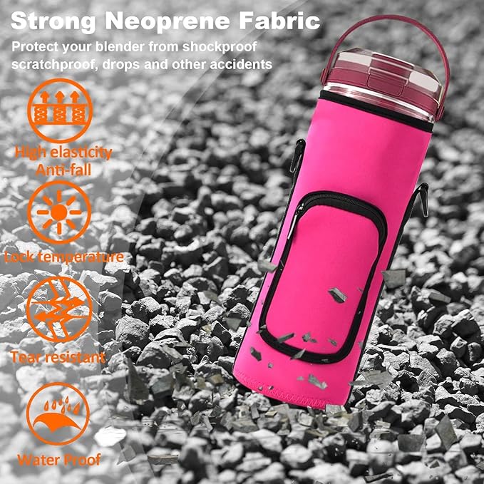 Storage Bag for Ninja Portable Blender Dust Cover Sleeve with Adjustable Shoulder for Ninja BC151NV/BC51NV/BC151BK/BC151CR/BC151EM/ BC151PR/BC151WH/BC155PS Blast Portable Blender (Rose)