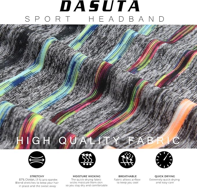 5 Pack Workout Headbands for Women, Non Slip Sport Sweatbands Yoga Wide Hairbands for Running Fitness Travel Elastic Moisture Wicking