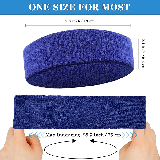 4 Pack Sweatbands Sports Headband for Men and Women, Moisture Wicking Athletic Workout Headband for Running, Tennis, Basketball, Yoga, Gym Stretchy Unisex Sweatband