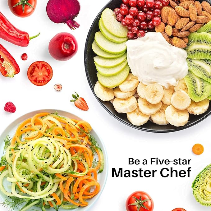 Spiralizer Attachment Compatible with KitchenAid Stand Mixer, Comes with Peel, Core and Slice, Vegetable Slicer(Not KitchAid Brand Spiralizer) (7 Blades)