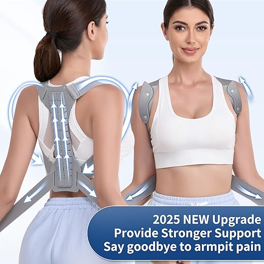 FORTEMOTUS Posture Corrector for Women Men - Back Straightener with Armpit Pad, Adjustable Posture Corrector Women Men, Upper & Lower Back Pain Relief, Targets Scoliosis, Hunchback, Hump, Thoracic, Spine,XL Size,Grey