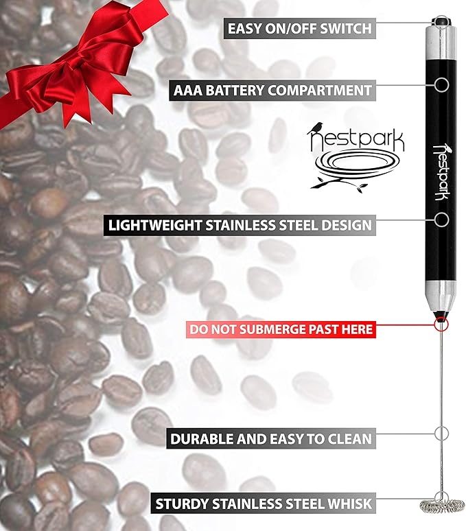 Portable Drink Mixer Small Handheld Electric Stick Blender - Cordless and Battery Operated Bulletproof Keto Coffee Blender