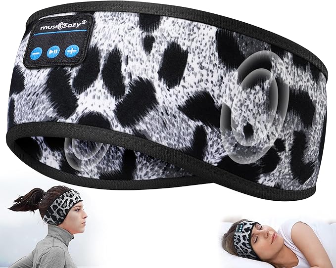 MUSICOZY Sleep Headphones Bluetooth 5.4 Headband, Wireless Music Sleeping Eye Mask Earbuds Earphones for Sports Workout Running Travel Yoga Office Cool Gadgets Unique for Mom Women