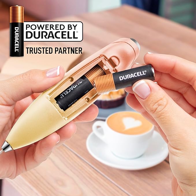 Zulay Kitchen Milk Frother Wand (2 Batteries Included) - Easy-Clean Drink Mixer - Electric Coffee Frother for Frappe, Matcha & Mimosa