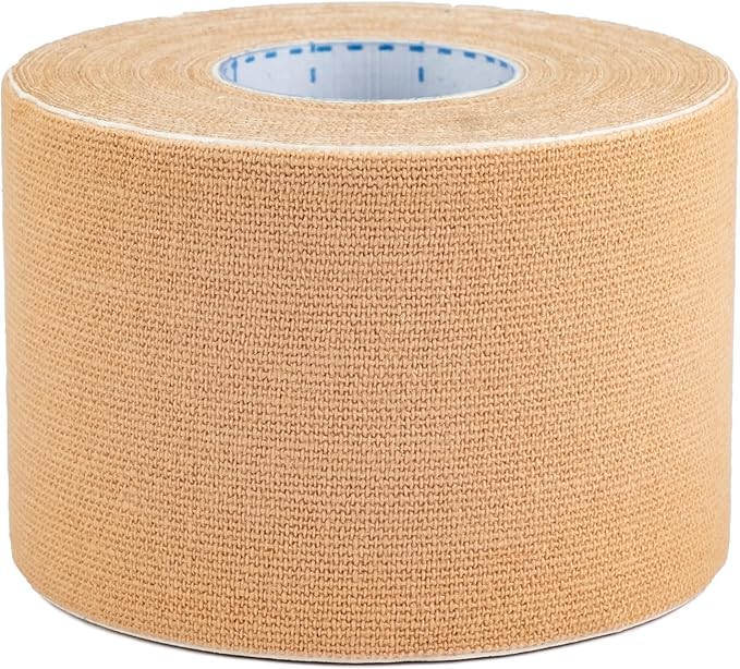 | Elastic Kinesiology Tape | Uncut Athletic Tape | Support & Recovery for Knees, Elbows, Shoulders & Muscles | Cotton Elastic, Hypoallergenic, Latex Free, Breathable, 2 in x 16ft (Beige)