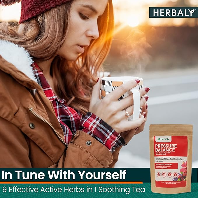 Herbaly Heart Functional Tea - 9 Superherbs - Natural, Organic, Non-GMO, Caffeine-Free, Sugar Free - 3 Pack, 90 Pyramid Tea Bags