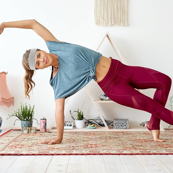 4 Pack Sweatbands Sports Headband for Men and Women, Moisture Wicking Athletic Workout Headband for Running, Tennis, Basketball, Yoga, Gym Stretchy Unisex Sweatband