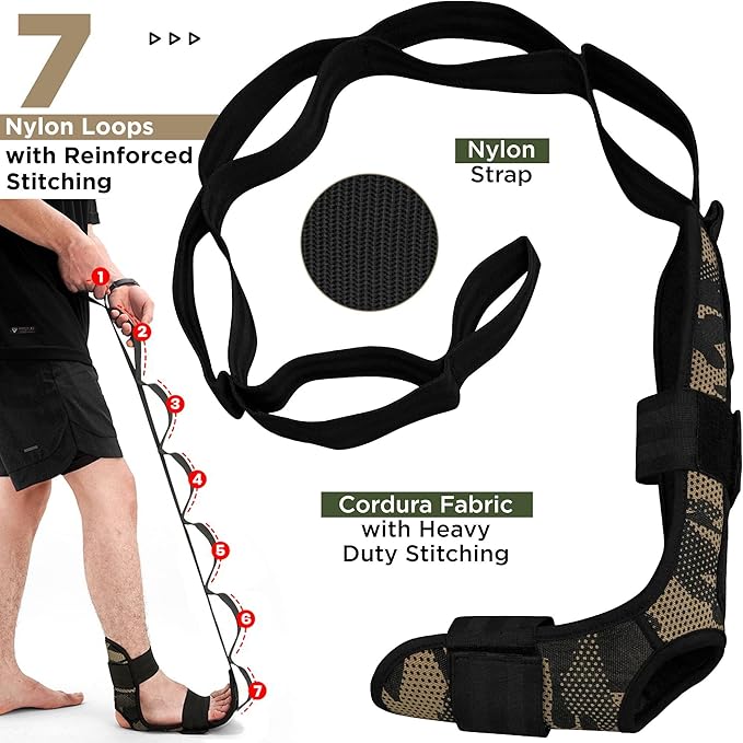 RDX Yoga Stretching Strap, Ankle Ligament Stretcher Belt with Loops Ligament Stretch Band, Fitness Leg Stretcher for Plantar Fasciitis, Foot Stretch Assist for Hamstring, Flexibility Exercise