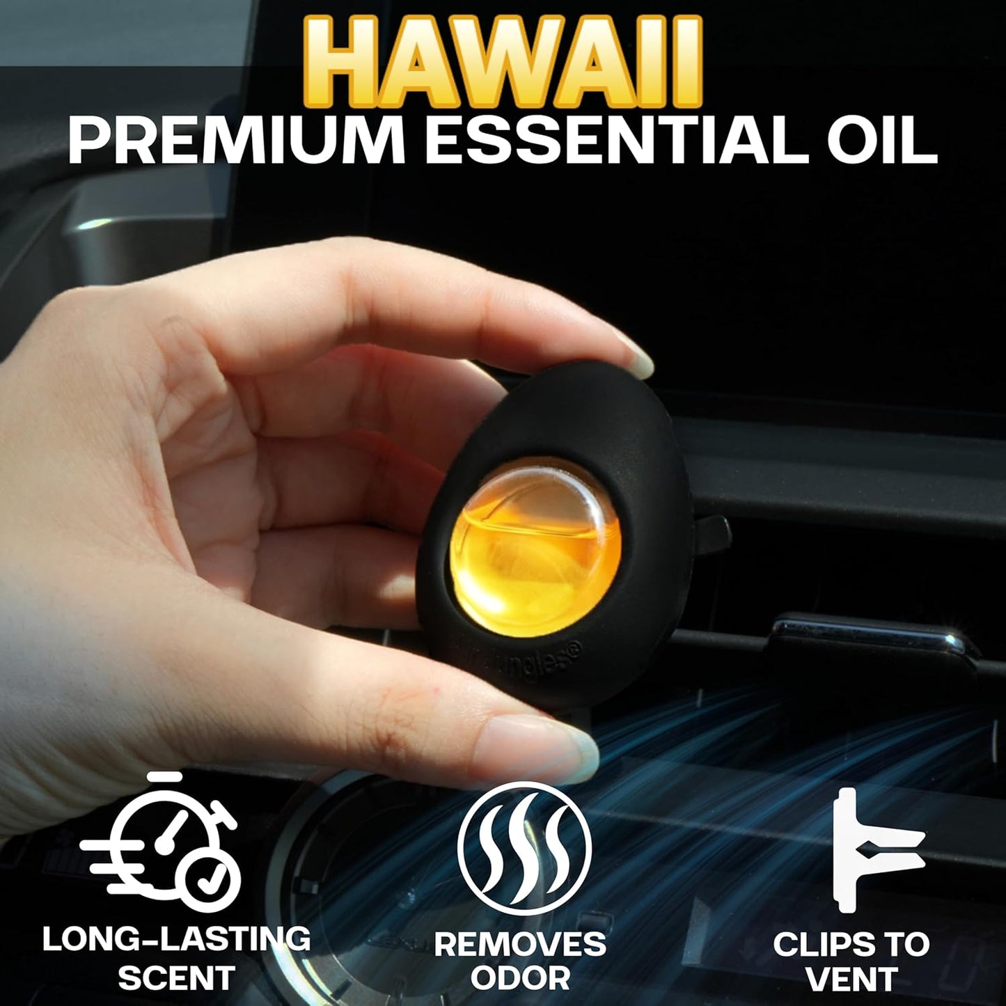 Air Jungles Car Air Freshener Vent Clip 5 Count, Variety Pack – New Car, Ocean, Lavender, Honey Peach, Hawaii Mahalo, 4 ml Each, Long-Lasting Odor Eliminator, Up to 150 Days Freshness for Auto