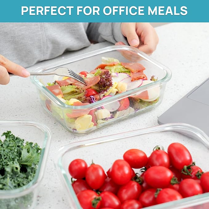 Vtopmart 5 Pack 35oz Glass Containers with Bamboo Lids, Meal Prep Food Storage Containers, BPA Free, Microwave & Dishwasher Safe