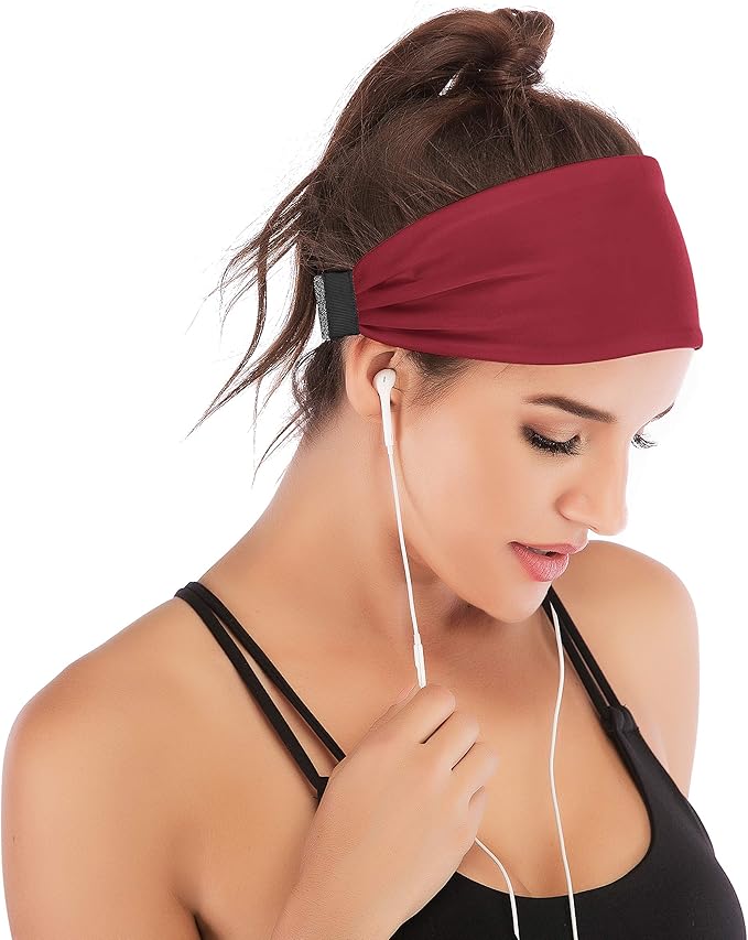 IUGA Adjustable Headbands for Women Non Slip Stretchy Workout Sweatbands for Sports Yoga Fitness Running Hairbands Bike Helmet Friendly Fits All Women & Men