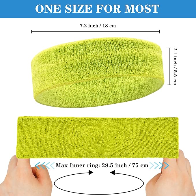4 Pack Sweatbands Sports Headband for Men and Women, Moisture Wicking Athletic Workout Headband for Running, Tennis, Basketball, Yoga, Gym Stretchy Unisex Sweatband