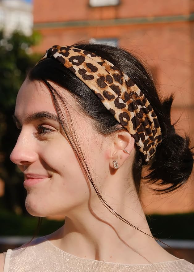 DRESHOW 8 Pack Headbands for Women Girls Vintage Leopard Headband Knotted Headwraps Criss Cross Hair Bands Accessories