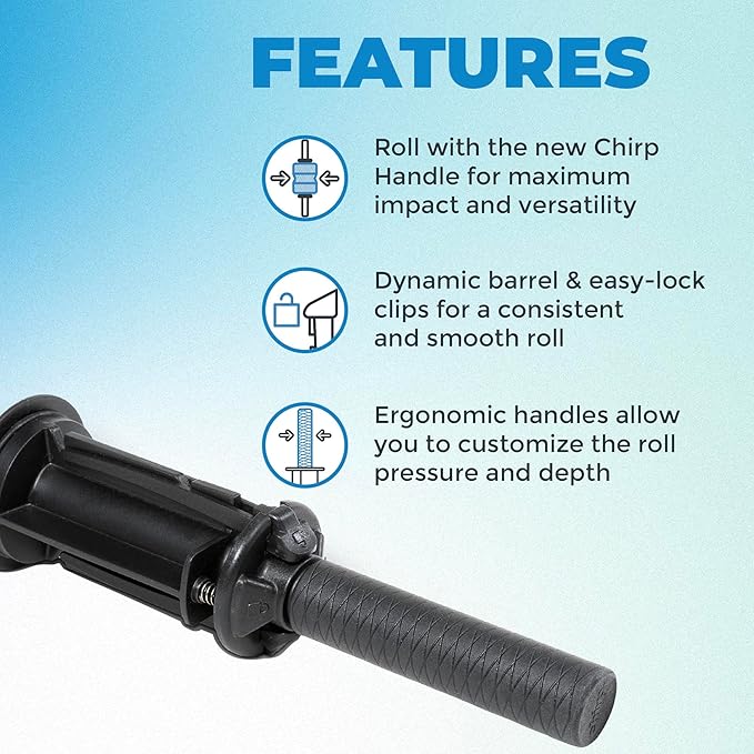 Chirp Focus Muscle Roller Handle, Muscle Roller Handle for Deeper Massage, Deep Tissue Rolling Massager for Neck, Shoulder, & Back Pain, Compatible with The 4-Inch Focus Wheel - 15.5" (39cm)