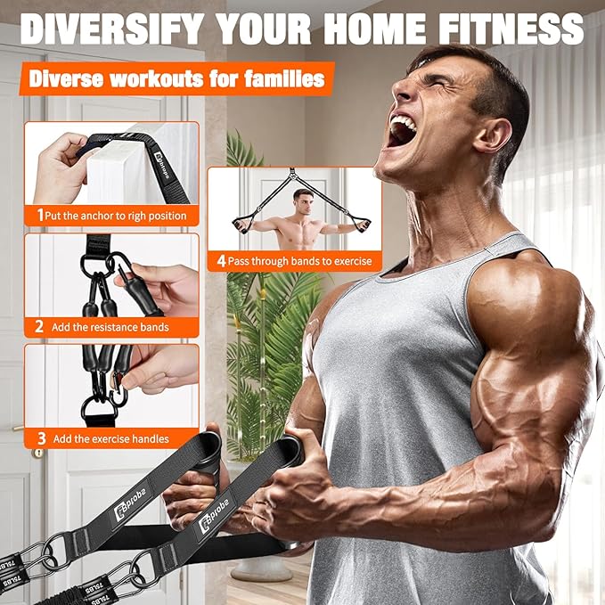 Pull Up Assistance Bands,Up to 300 lbs Assistance,Adjustable Heavy Duty 4 Resistance Bands for Pull up, with Feet/Knee Rest, Handle and Door Anchor for Home Gym Fitness Exercise Strength Training