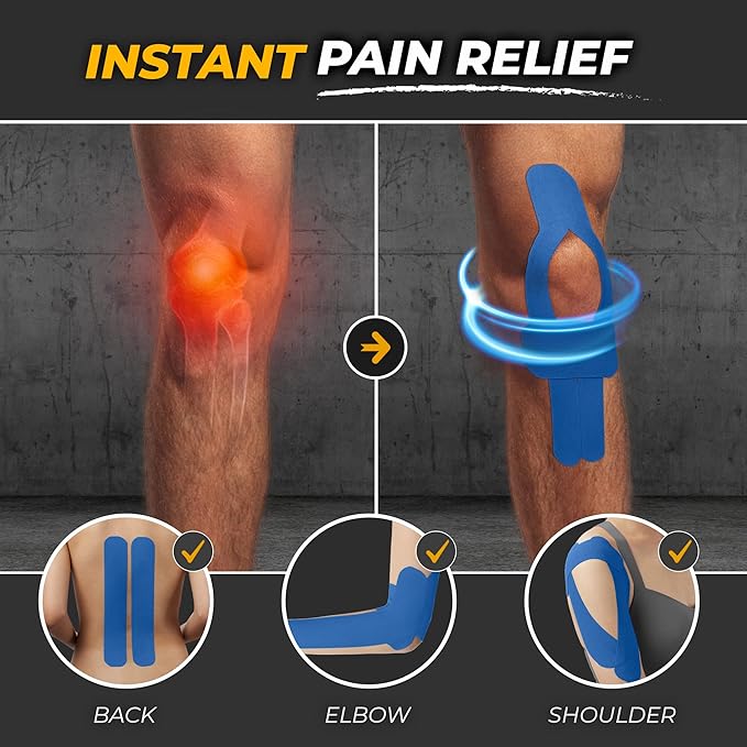 Kinesiology Tape-Incredible Support for Athletic Sports and Recovery + Free Taping Guide - Pre-Cut 2 inch 100 feet (Navy Blue + Free Taping Guide, 1 Pack)