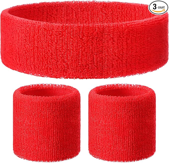 3 Pack Neon Sweatbands Sports Wristband and Headband 80s Sweatbands for Party Football Basketball Baseball Soccer