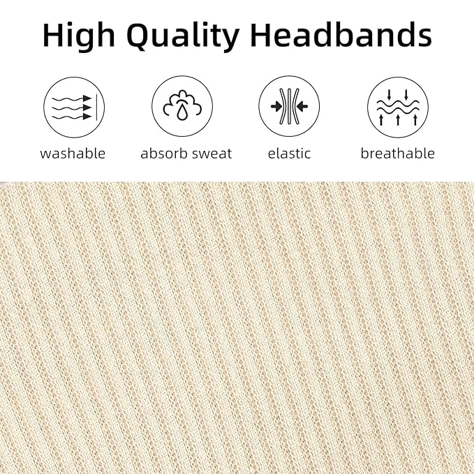 Headbands for Women Wide Non Slip Boho Head Bands Soft Elastic Thick Hairbands Fashion Workout Yoga Hair Accessories, 6 Pack