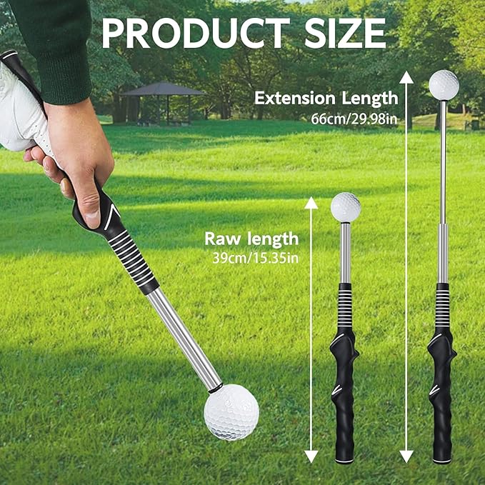 Retractable Golf Swing Training Aid - Golf Swing Trainer, Portable Grip Trainer for Indoor & Outdoor Practice, Improving Strength