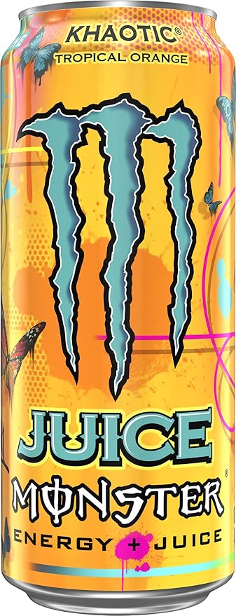 Monster Energy Juice Monster Khaotic Tropical Orange, Energy + Juice, Energy Drink, 16 Ounce (Pack of 15)