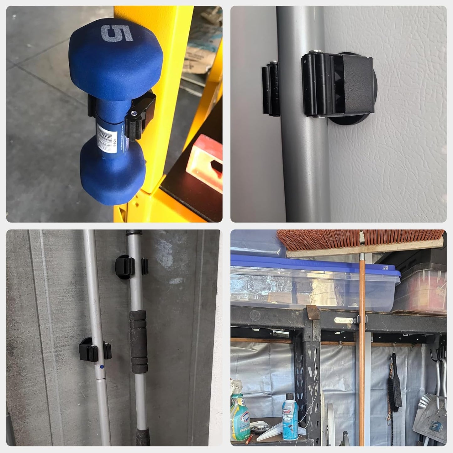 MUTUACTOR Magnetic Broom Holder,4PCS Anti-Slip Magnetic Mount Storage Broom Holders with Rubber Grippers,12lbs Heavy Duty Magnetic Tool Holder for Work Garage Laundry Kitchen RV Van Accessories