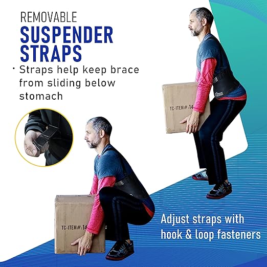 DARLIS Plus Size 5XL/6XL Work Back Brace with Removable Suspender Straps, Posture Corrector Protector for Heavy Lifting Safety, Back Support Belt for Men Women in Construction, Warehouse Job, Moving