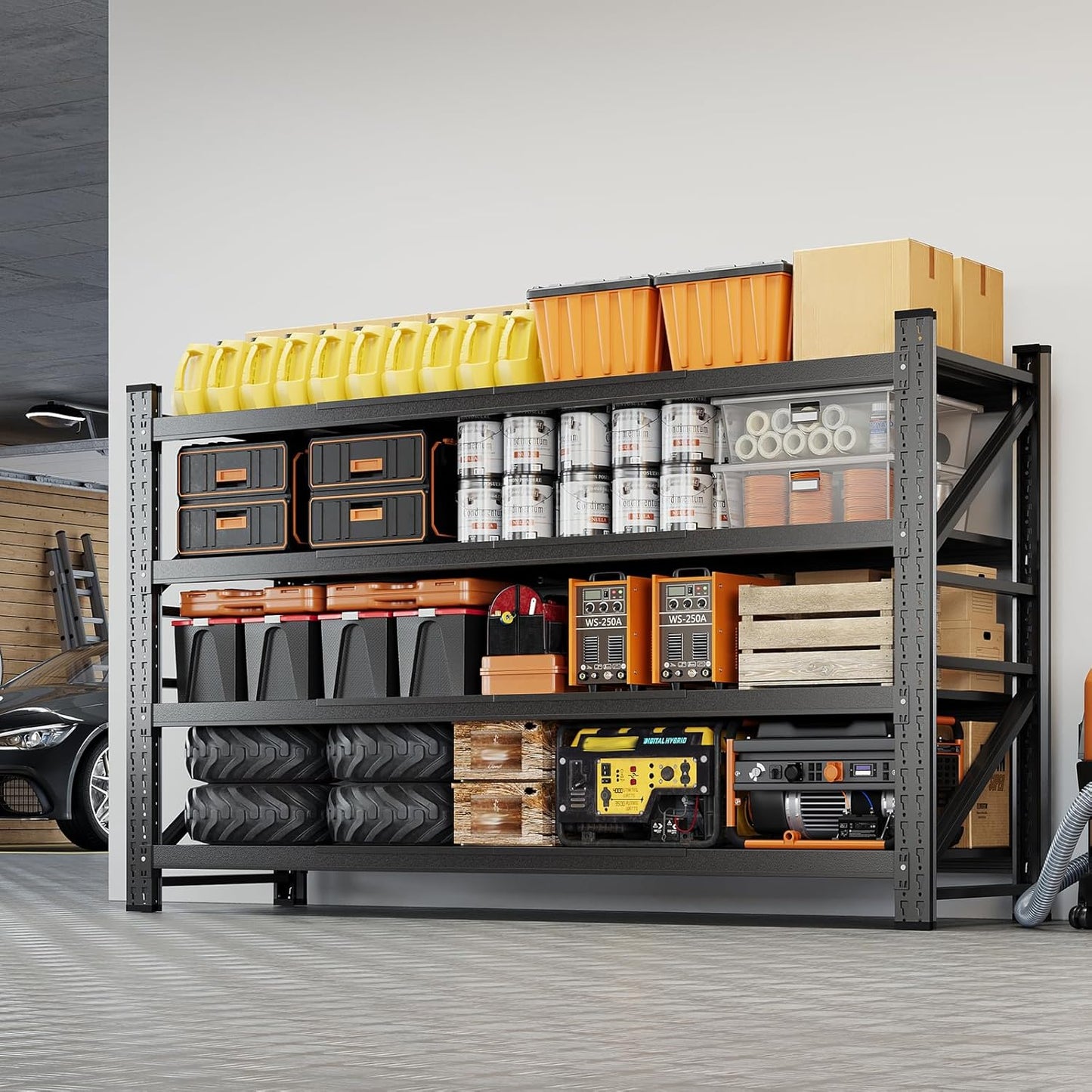 Yizosh 68" W Metal Garage Storage Shelves,Heavy Duty Adjustable Steel Organization Shelving,Utility Rack Shelf,68" W x 24" D x 63" H for Basement,Warehouse,Industrial