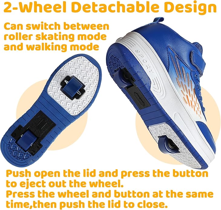 Wooowyet Roller Skate Shoes for Kids Boys Girls Rechargealbe Wheels Sneakers Fashion Roller Wheeled