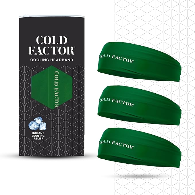 COLD FACTOR Instant Cooling Headband 3 Pack | Advanced Evaporative Comfort for Sports & Outdoor | UPF 50+ Protection | Long-Lasting Coolness | Ideal for Fitness, Hiking, Yoga, & Running