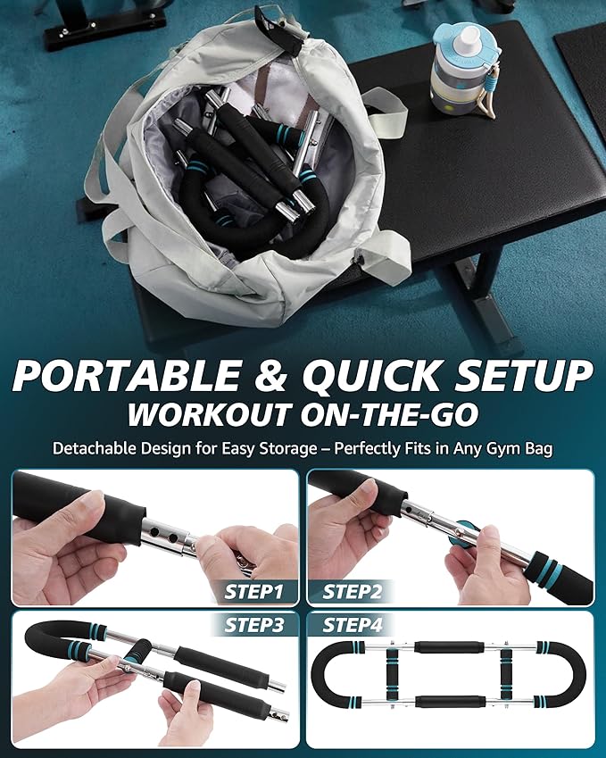 Twister Arm Exerciser, Adjustable Spring Workout Bar, Forearm Triceps Chest Inner Thigh Muscle Enhanced Exercise Strengthener, Upper Body Strength Builder Trainer, Home Fitness Equipment