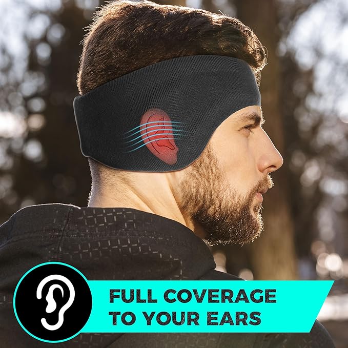 WTACTFUL Winter Double-Layer Fleece Ear Warmers Muffs Headband Ear Covers for Men Women Ski Running Cycling Hiking
