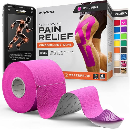 Kinesiology Tape-Incredible Support for Athletic Sports and Recovery + Free Taping Guide - Pre-Cut 2 inch 16.4 feet (Wild Pink + Free Taping Guide, 1 Pack)
