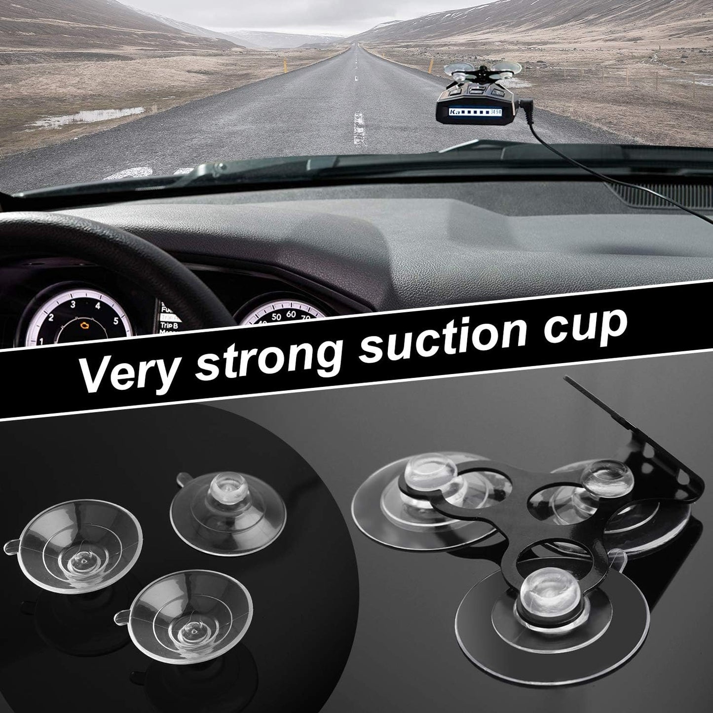 Windshield Suction Cup Mount Holder Compatible with Cobra Radar Detectors Cobra RAD 450, 8-Band, ESD-6100, ESD-7000, XRS-9300, PRO-9780 and All Recent Models (Bracket & 6 Suction Cups)