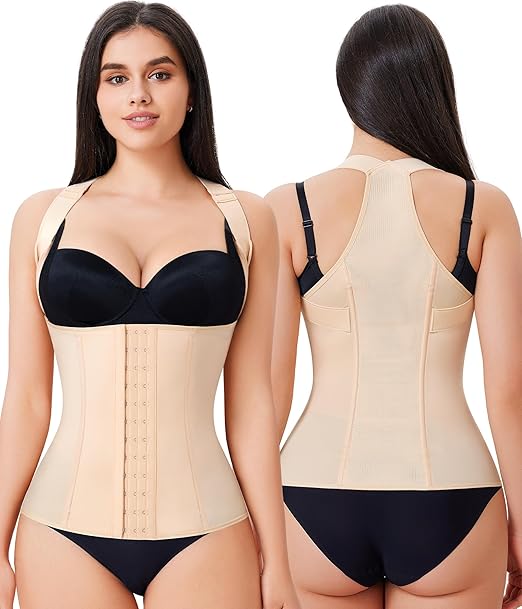 URSEXYLY Back Brace Posture Corrector for Women Adjustable Full Back Support Shoulder Straightener Upper and Lower Back Pain Relief(Beige,L)