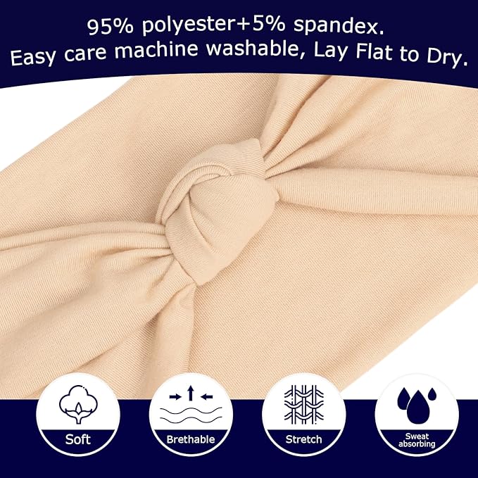 DRESHOW 4 Pack Turban Headbands for Women Wide Vintage Head Wraps Knotted Cute Hair Band Accessories