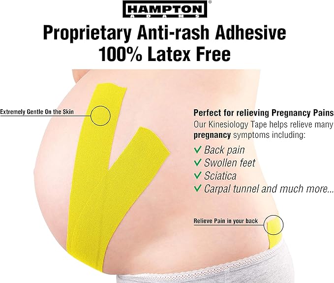 Hampton Adams | As Seen on Shark Tank | Elastic Kinesiology Tape (2-Pack) | Uncut Athletic Tape Supports & Protects Muscles Knees Shoulders & Plantar Fasciitis | Waterproof Hypoallergenic (Yellow)