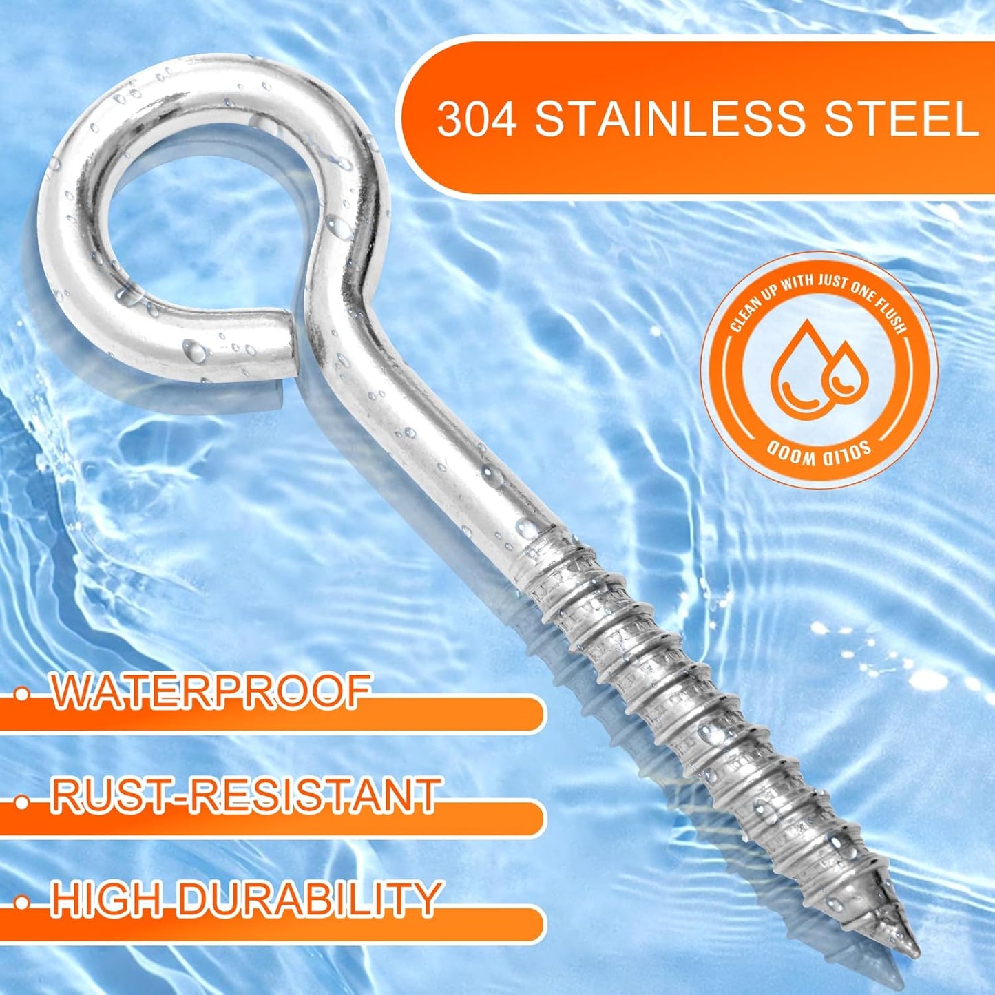 4Pcs Self Tapping Eyelet Screw Eye Bolt,6 Inch Heavy Duty Screw Eyes Hooks ,M10 Wooden Large Screw Eye Hook,Load Capacity 800 Lbs for Hammock ,Yoga,Heavy Indoor Outdoor Uses (4, M10-6 INCH)