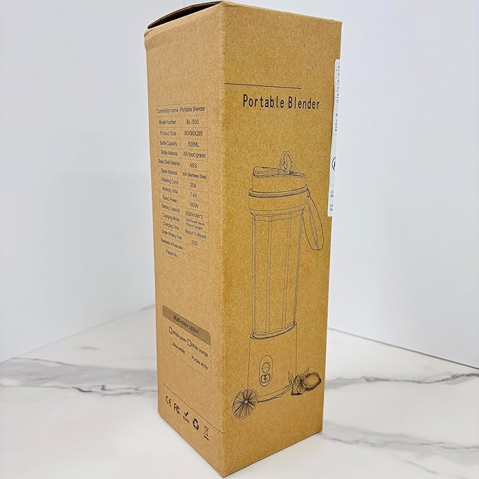 Portable Blender for Shakes and Smoothies 17Oz, Personal Blender 4000mAh USB Rechargeable, 500ml Portable Juicer for Kitchen/Travel/Gym(White)