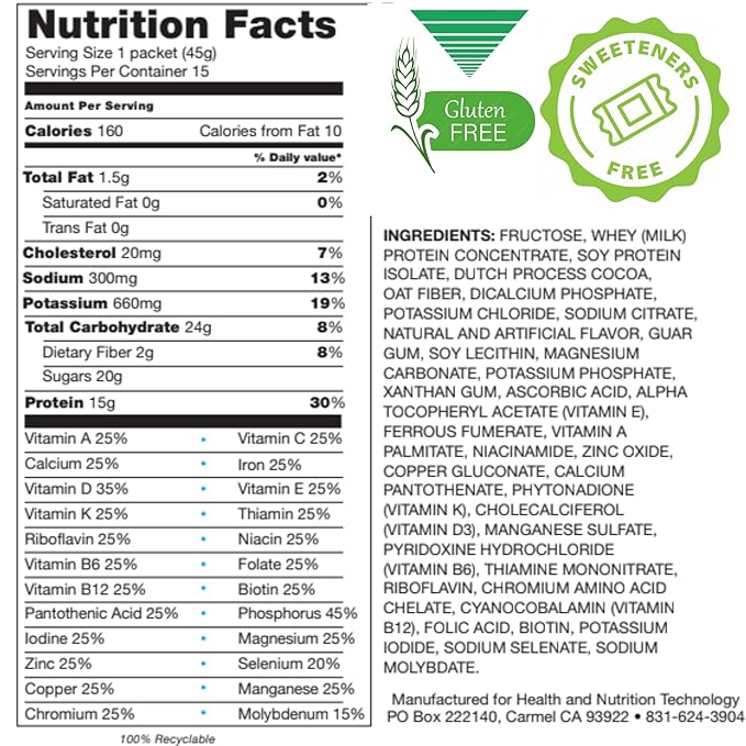 Chocolate Meal Replacement Powder | High Protein with 15G Whey & Soy Isolate | GLP-1 Booster | Best for Lean Shakes for Weight Loss in Women & Men | No Artificial Sweeteners (15 Servings)