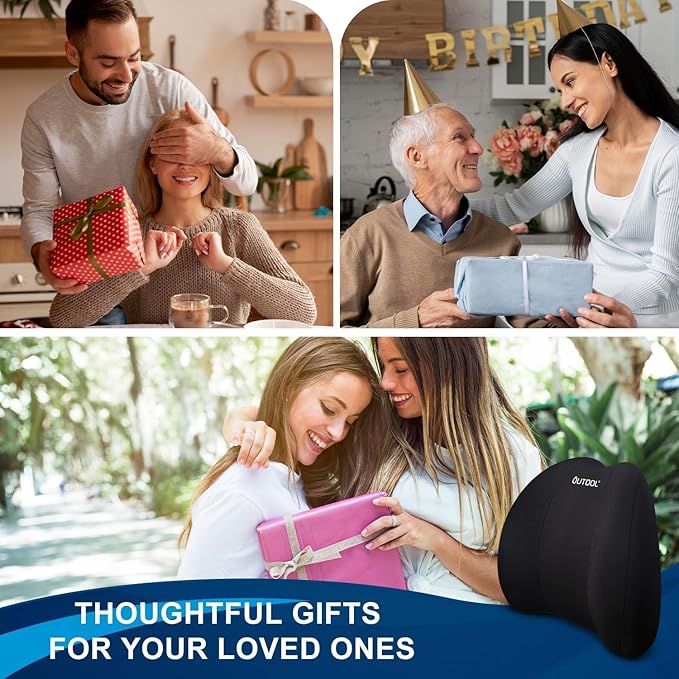 QUTOOL Lumbar Support Pillow for Office Chair, Memory Foam Low Back Support,Back Pain Relief, Ergonomic Large Back Cushion for Desk Chair,Gaming Chair,Adjustable Strap and Washable Cover