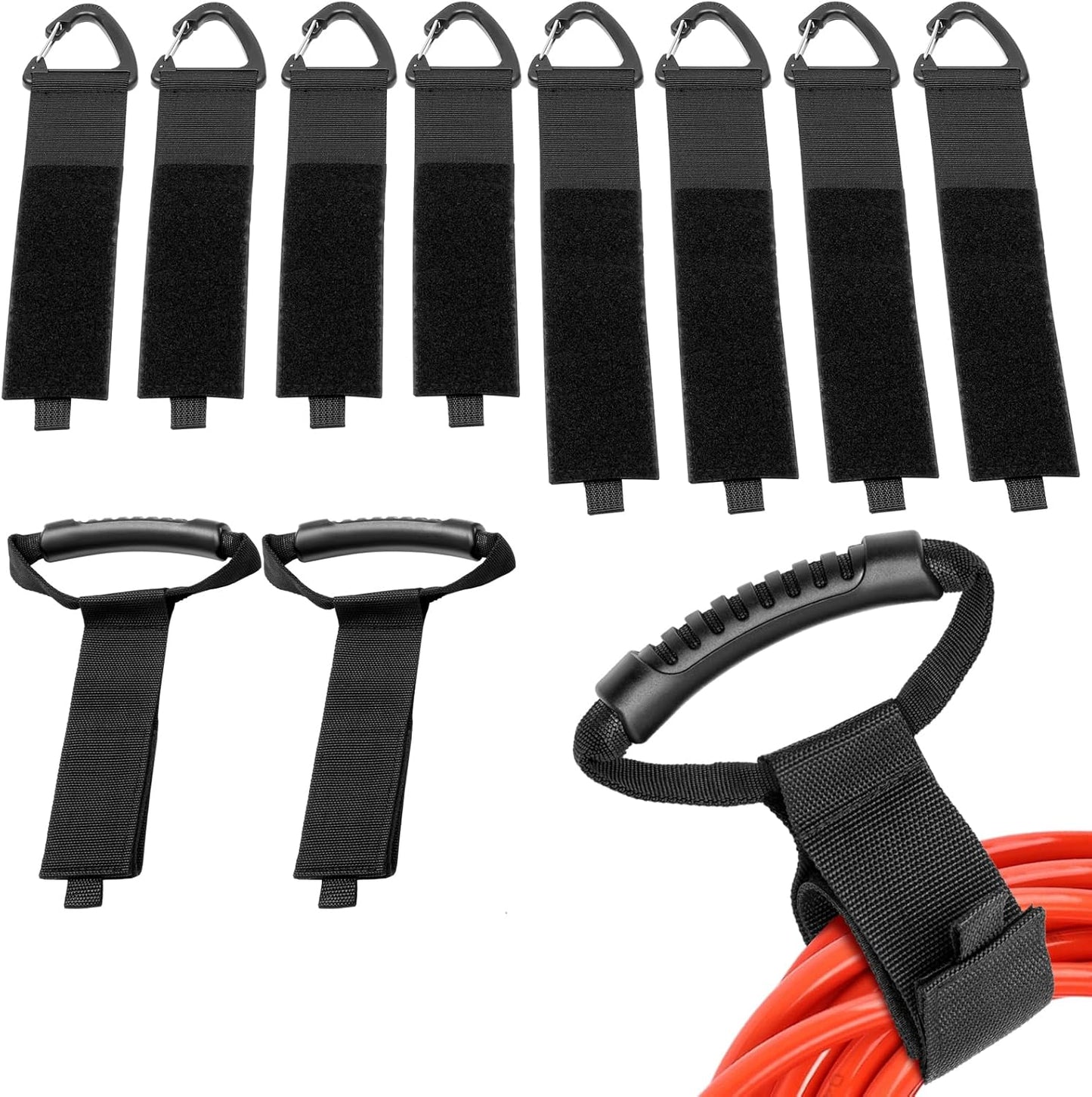 Extension Cord Holder Organizer(10Pack), Extension Cord Hanger for Garage Organization and Storage, 4-pk 16",2-pk17 and 4-pk 22" Heavy Duty Storage Straps, Garage Gadgets for Men (10, Black)