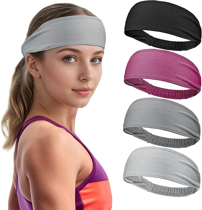 Sukeen Cooling Headbands for Women, Instant Cooling, Moisture Wicking Non-Slip Sweatbands for Women, Elastic Sweat Bands Headbands for Running Yoga Gym Athletic Sports Workouts