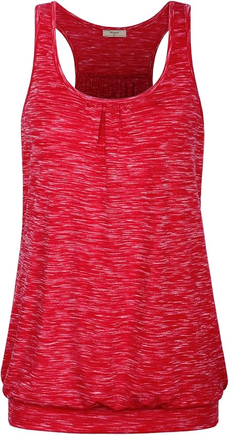 Miusey Womens Sleeveless Round Neck Loose Fit Racerback Yoga Tank Top