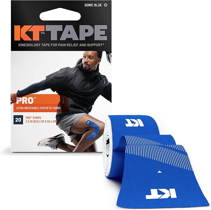 KT Tape, Pro Synthetic Kinesiology Athletic Tape, 20 Count, 10” Precut Strip