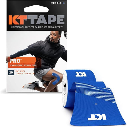 KT Tape, Pro Synthetic Kinesiology Athletic Tape, 20 Count, 10” Precut Strip