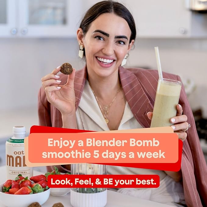 The Bomb Co. Blender Bomb, Peanut Butter Blast, Superfood Smoothie Mix with Chia Seeds, Hemp Seeds, Peanuts, & Amino Acids for Antioxidants, Gluten Free, High Fiber, 10 Servings