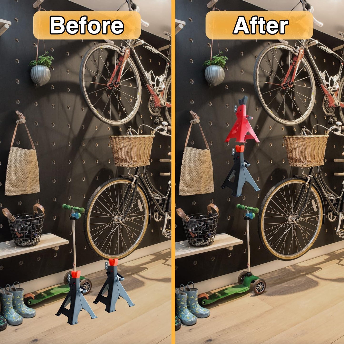 8 Packs Jack Stands Wall Mount Organizer, Heavy Duty Stainless Steel Holder Hook Fits 2 & 3 & 4 Ton Jack Stands