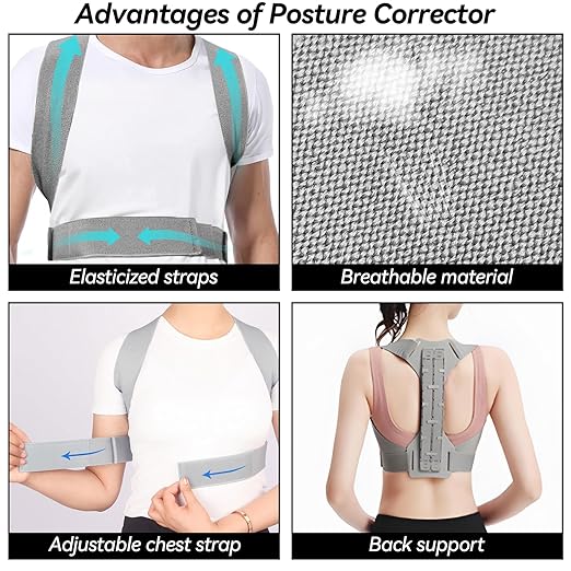 Yeelan Posture Corrector for Women and Men, Back Straightener Posture Corrector, Adjustable Back Brace, Back Support Brace for preventing hunchbacks, Back Pain, and Sore Shoulders