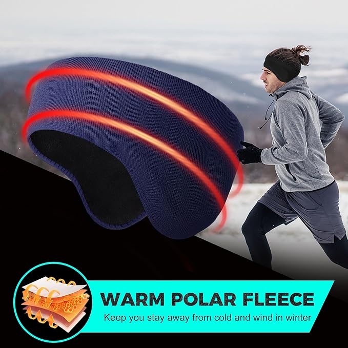 WTACTFUL Winter Double-Layer Fleece Ear Warmers Muffs Headband Ear Covers for Men Women Ski Running Cycling Hiking