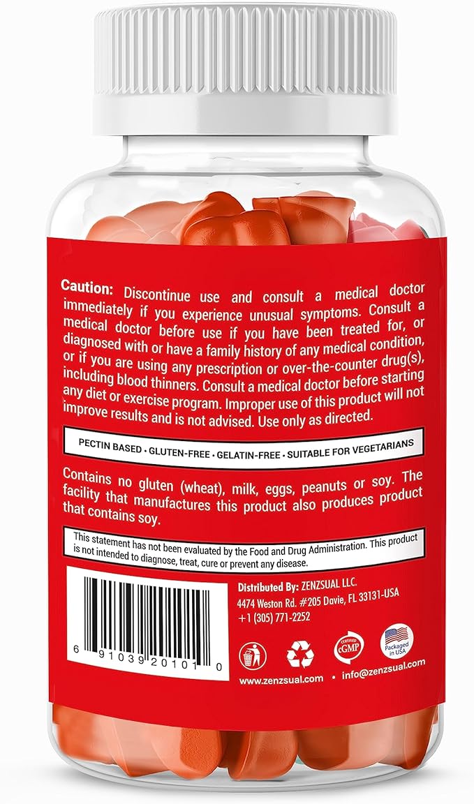 Zenzsual Apple Cider Vinegar Gummies – Digestive, Metabolism and Immune Health Support, Boost Energy – ACV Gummies with VIT B12, Beetroot & Pomegranate - Gelatin and Gluten Free (60 Gummies)